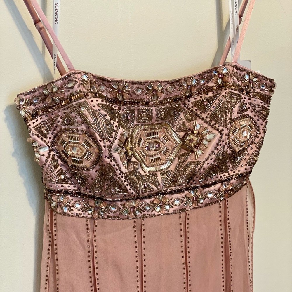 Dreamy Dusty-Rose Silk Dress with Beading